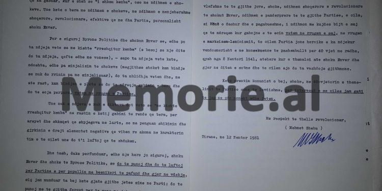 Autokritika e dytë e Mehmet Shehut: “I jam për jetë mirënjohës shokut Enver që s’më la të gaboja dhe familja ime është gati që…”/ Dokumenti ‘Tepër sekret’ 14 nëntor ‘81