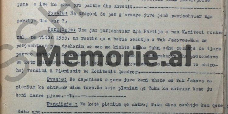 “Tuk Jakova kishte shtruar në plenum, se partinë tonë e ka organizuar Miladini dhe jo Enveri, pasi…”/ Deponimet e Bedri Spahiut, janar ‘58