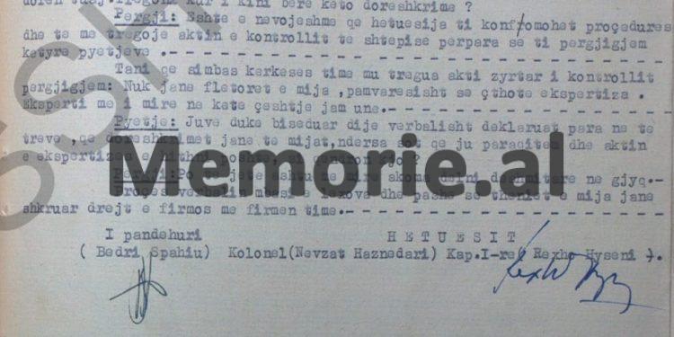 “S’jam i detyruar të përgjigjem, pasi kur isha anëtar i Komitetit Qendror dhe ministër, unë takohesha …”/ Deponimet e Bedri Spahiut, janar ‘58