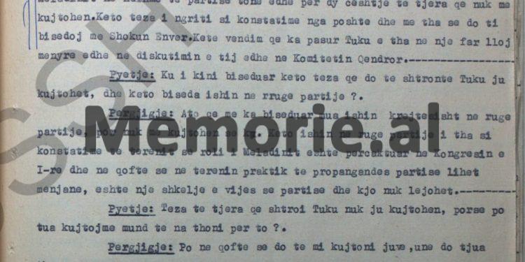 “Tuk Jakova kishte shtruar në plenum, se partinë tonë e ka organizuar Miladini dhe jo Enveri, pasi…”/ Deponimet e Bedri Spahiut, janar ‘58