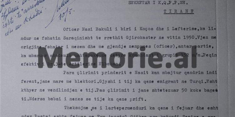“Oficer Nasi Bakuli, duhet të jetë agjent, pasi ai thotë se udhëheqësi kryesor i Partisë…”!/ Maj ’82, denoncimi për komandantin e artilerisë në Peqin