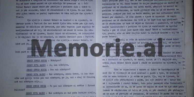 “Shoku Mehmet i ofendon rëndë njerëzit, siç bëri me ministrin Viktor Nushi e Nesip Ibrahimin, që e detyroi të qante, sepse…”/ Akuzat e Rita Markos në mbledhjen e Byrosë, 17 dhjetor ‘81