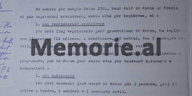 “Sipas një të dhëne të Sigurimit, komandanti i Korpusit të Shkodrës, është në shërbim të UDB-së…”! / Letra për Komitetin Qendror, tetor ‘82