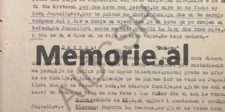 “Myrteza Bajraktari thotë se në Jugosllavi ka mirëqenie dhe liri fjale, ndërsa këtu populli vuan edhe për bukën e gojës, si pasojë…”!/ Raporti i “Korabi”-t