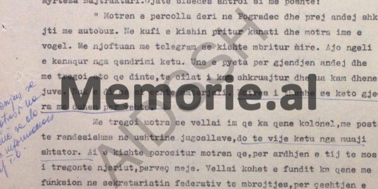“Vëllai im, ish-kolonel, me poste të larta në Ushtrinë Jugosllave, do të vij këtu në shtator dhe ai ka porositur…”/ Raporti sekret i Sigurimit nga biseda me Myrteza Bajraktarin, në ’74-ën