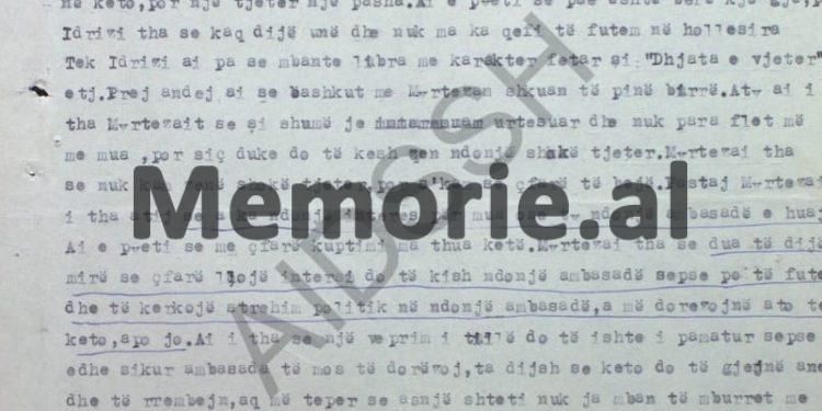 “Myrtezai i tha ‘Yllit’, po sikur të futem në ndonjë ambasadë në Tiranë dhe të kërkoj strehim politik, ai i’u përgjigj se…”/ Relacioni i Punëtorit Operativ, Emri Bajo