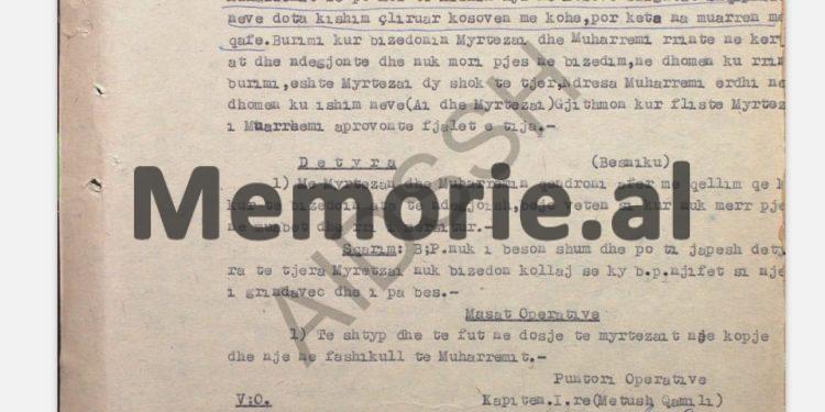 “Myrtezai tha se: po më riatdhesuan në Jugosllavi, do kërkoj të shkoj në Gjermaninë Perëndimore dhe atje do shkruaj një libër kundër…”!/ Raporti i “Besniku”-t  nga Kampi  i Semanit