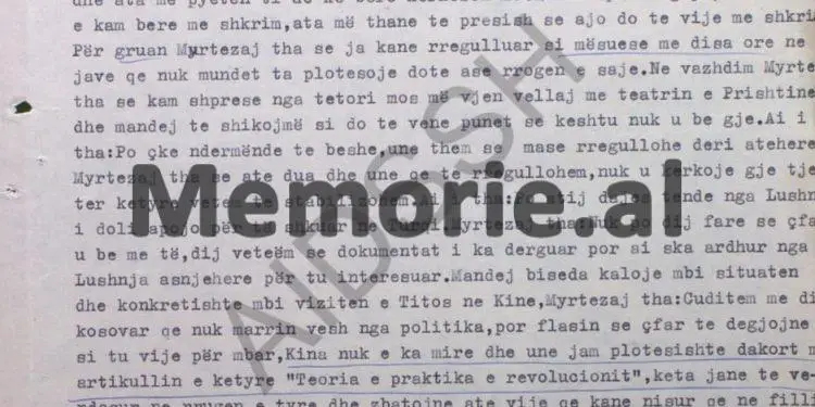“Për vizitën e Titos në Kinë, Myrtezai tha se; habitem me disa kosovarë që flasin çfarë t’ju vijë për mbarë, pasi këta të Tiranës…” / Deponimet e “Ylli”-t, në 1977-ën
