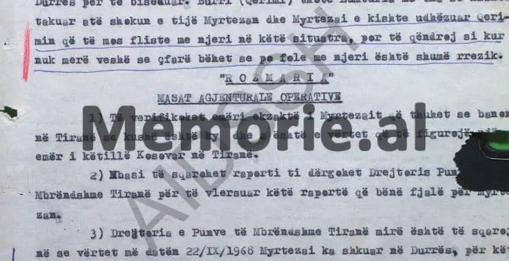 “Myrtezai do takohej në Durrës me emigrantin jugosllav Qerim Jakupin, agjent i mundshëm i UDB-së, që shkoi te legata turke…”/ Raporti i rezidentes “Rozmaria”