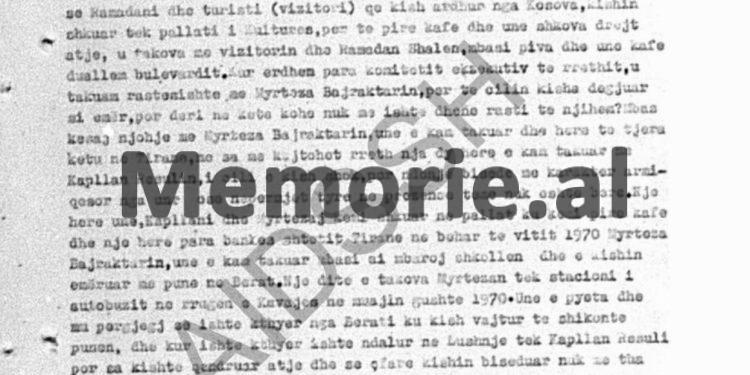 “Myrtezai më thoshte; s’duhet të presim nga Shqipëria, pasi këta ja lanë vetë Kosovën Titos, që gjatë luftës dhe brigadat partizane të Enver Hoxhës…”!/ Denoncimi në procesin hetimor, Tiranë 1970