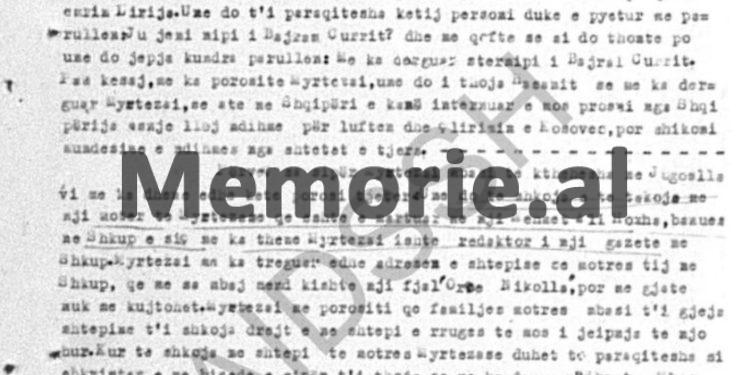“Myrtezai më thoshte; s’duhet të presim nga Shqipëria, pasi këta ja lanë vetë Kosovën Titos, që gjatë luftës dhe brigadat partizane të Enver Hoxhës…”!/ Denoncimi në procesin hetimor, Tiranë 1970