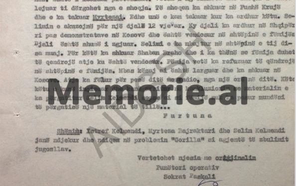 “Selim Kelmendi ka mbajtur në shtëpinë e tij në Fushë-Krujë një djal kosovar, 12 vjeç, që erdhi pas demonstratave të ’81-it dhe kur u kthye në Kosovë, ai foli në…”/ Raporti sekret i “Furtuna”, në ’83-in