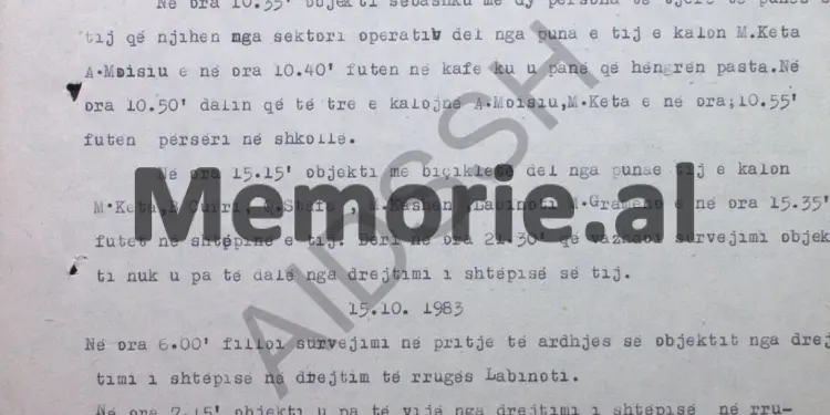 “Rexhep Ayn Lajçi, duhet të jetë agjent i Zbulimit Jugosllav që vepron nëpërmjet Turqisë kundër vendit tonë, prandaj, Aishe Sh. dhe Sterjo Spase…”/ Udhëzimet e shefit të Sigurimit në ’83-in