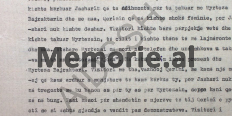 “Të shikohet mundësia me qendrën e tij të punës, që gjatë ditëve të Kongresit të 9-të, Myrteza Bajraktarin ta dërgojnë me…”/ Relacioni i zv/Drejtorit të Sigurimit të Tiranës, Dashamir Bimi, në ’86-ën