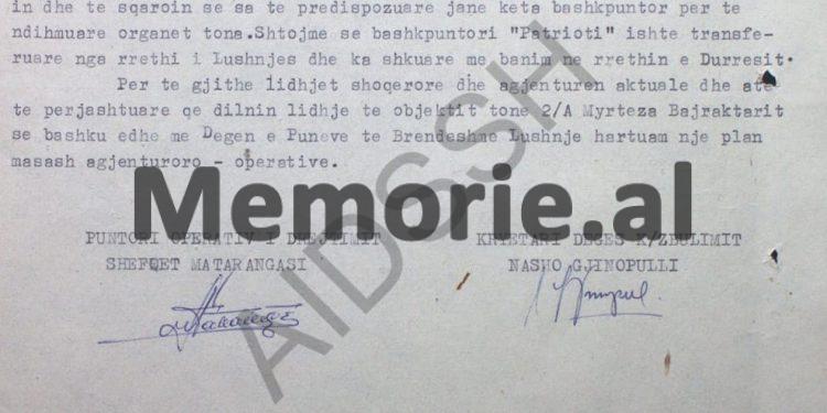 “Rezulton se ish-bashkpunëtori ‘Paketa’, (M.S.). që survejonte Myrteza Bajraktarin, në Seman, ka dalë dëshmitar në vitin 1981 dhe…”/ Relacioni sekret i Shefit të Sigurimit, Nasho Gjinopulli, në ’83-in