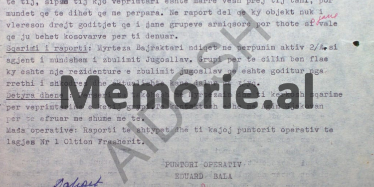 “Qypi” dhe “Pjata” ndahen, kurse objekti me “Bretkosën”, takohen me dy vajza të reja, njera e gjatë rreth 1 e 60, pak e shëndoshë, me flokët bisht kali…” / Raporti vëzhgimit i “Gama”, Tiranë, 1985