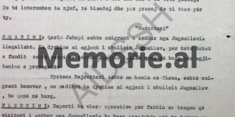 “Të shikohet mundësia me qendrën e tij të punës, që gjatë ditëve të Kongresit të 9-të, Myrteza Bajraktarin ta dërgojnë me…”/ Relacioni i zv/Drejtorit të Sigurimit të Tiranës, Dashamir Bimi, në ’86-ën