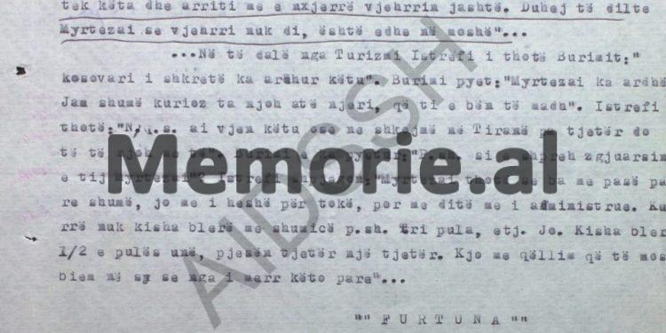 “Pas arrestimit të Selim Kelmendit, Myrtezai shkoi në Fushë-Krujë, takoi mësuesin me emrin Nysret, të cilin, Estref Kelmendi, tha se do e zhdukte fizikisht, pasi…”/ Raporti i ‘B. p’. “Furtuna”, në ’83-in