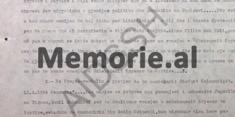 “Shefqet Kelmendi tregoi se, planin që kishte bërë me Selim Kelmendin për atentatin ndaj Enver Hoxhës, ja thanë edhe Myrtezait…”/ Relacioni i zv/Drejtorit të Sigurimit, Dashamir Bimi, në ’86-ën
