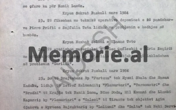 “Të nxirren të dhënat për N. Lucin e S. Kelmendin, për aktet diversioniste ndaj përfaqësive tona jashtë…” / Raporti sekret i Sigurimit në ’83-in, për ‘grupin’ që do vriste Enver Hoxhën në Krujë