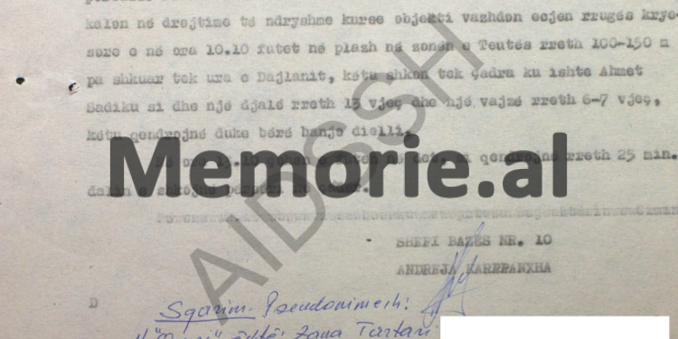 “Qypi” dhe “Pjata” ndahen, kurse objekti me “Bretkosën”, takohen me dy vajza të reja, njera e gjatë rreth 1 e 60, pak e shëndoshë, me flokët bisht kali…” / Raporti vëzhgimit i “Gama”, Tiranë, 1985