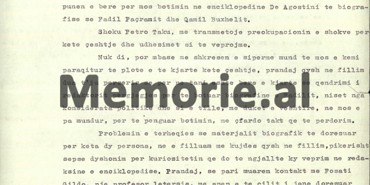 “Pala italiane refuzon të mos botojë biografinë e Fadil Paçramit në Enciklopedinë ‘De Agostini’, se mund të ketë lidhje me Koliqin…”/ Relacioni i ambasadorit Piro Koçi nga Roma, në ’73-in