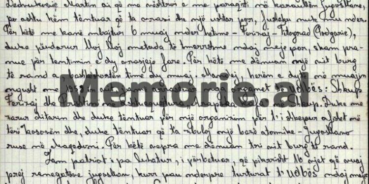 “UDB-ja më arrestoi në ‘Arapska Kala’ të Shkupit, kur po zbuloja një bazë ushtarake jugosllavo-ruse, në territorin maqedonas dhe…”/ Relacioni sekret nga Parisi, në ’70-ën
