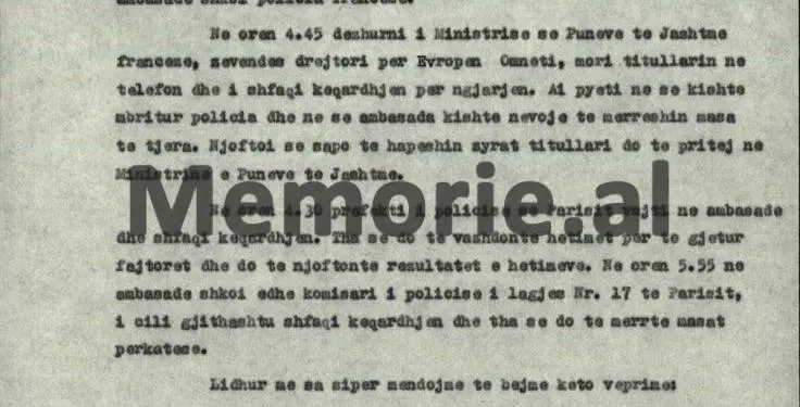 “Më 21 maj dhe 6 qershor 1974, u sulmuan me bomba ambasadat tona në Paris dhe Romë, duke shkaktuar…” / Raporti, ku Tirana zyrtare nuk fajëson qeverinë franceze…?!