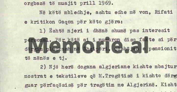 “Rifati thotë se Gaqo është i dhënë pas interesit personal, ai dërgon veshje në Shqipëri dhe…”/ Viti 1970, relacioni sekret për ambasadën në Algjer