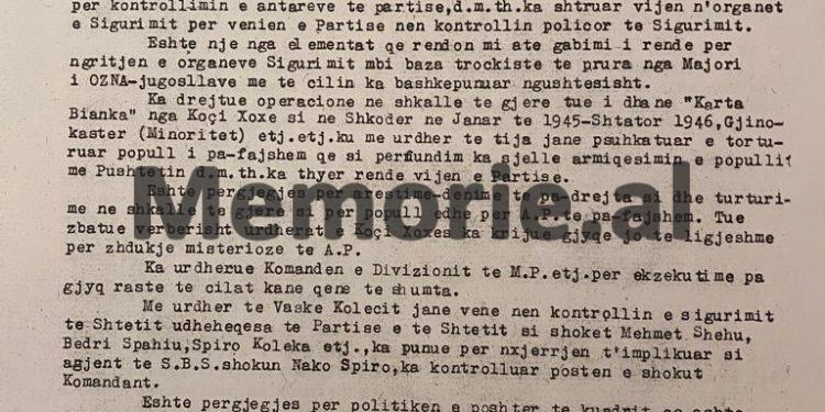 “Vaska ka torturuar dhe pushkatuar të pafajshëm, ka kontrolluar postën e Komandantit, (Enverit), ka survejuar Mehmetin, Kolekën etj…”/ Zbulohet ‘dosja e zezë’ e Sigurimit, në 1945 – ‘49