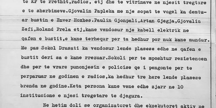 Relacioni sekret: “Gjovalin Papleka me sëpatë dhe Sokol Drrasati me dinamit, rrëzuan bustin e Enver Hoxhës dhe…”/ Letra për Xhelil Gjonin, në 13 dhjetor ’90-të, për “huliganët” e Shkodrës