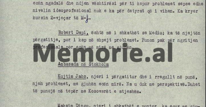 Zbulohet relacioni sekret: “S. Ramaj, njeh gjuhën austriake, M. Shaqiri, nuk është i përgatitur, por ka vullnet, V. Uka, shofer kapriçoz, M. Hazbiu, i vetëkënaqur dhe…”/ Karakteristikat e 50 diplomatëve, në ’79-ën