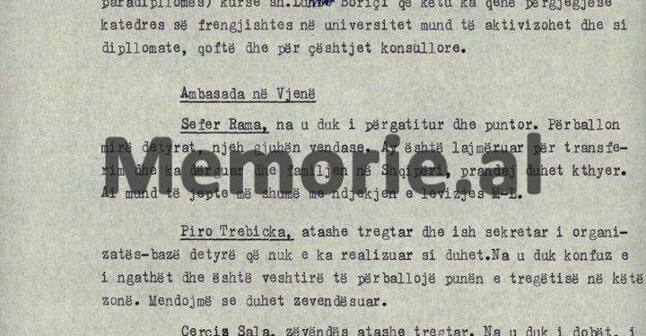 Zbulohet relacioni sekret: “S. Ramaj, njeh gjuhën austriake, M. Shaqiri, nuk është i përgatitur, por ka vullnet, V. Uka, shofer kapriçoz, M. Hazbiu, i vetëkënaqur dhe…”/ Karakteristikat e 50 diplomatëve, në ’79-ën