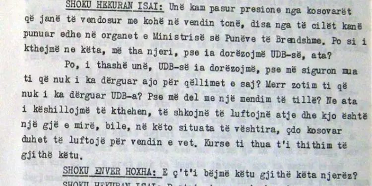 “Hekurani tha se nga 100 kosovarë që na vijnë, 70 i dërgon UDB-ja, por ne s’i ushqejmë dot, s’mund të bëjmë propagandë kundër Jugosllavisë…”/ Mbledhja Sekretariatit, prill ‘84