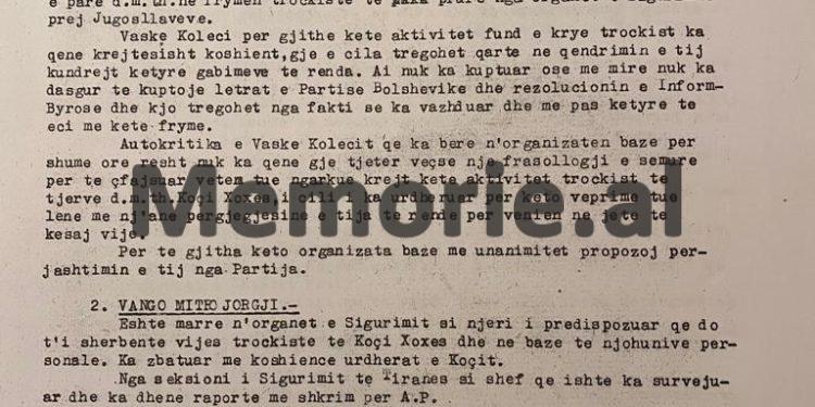 “Vaska ka torturuar dhe pushkatuar të pafajshëm, ka kontrolluar postën e Komandantit, (Enverit), ka survejuar Mehmetin, Kolekën etj…”/ Zbulohet ‘dosja e zezë’ e Sigurimit, në 1945 – ‘49