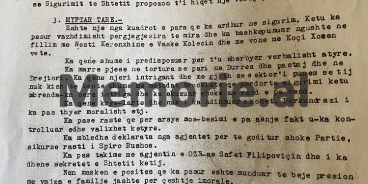 “Nesti ka pushkatuar njerëz pa gjyq në Dibër, Shkodër e Tiranë, ka urdhëruar tortura e zhdukje shokësh, si Pandi Rusho, kurse Kopi Nikos, i vdiq njëri…”/  Zbulohet ‘dosja e zezë’ e Sigurimit, në 1945 – ‘49