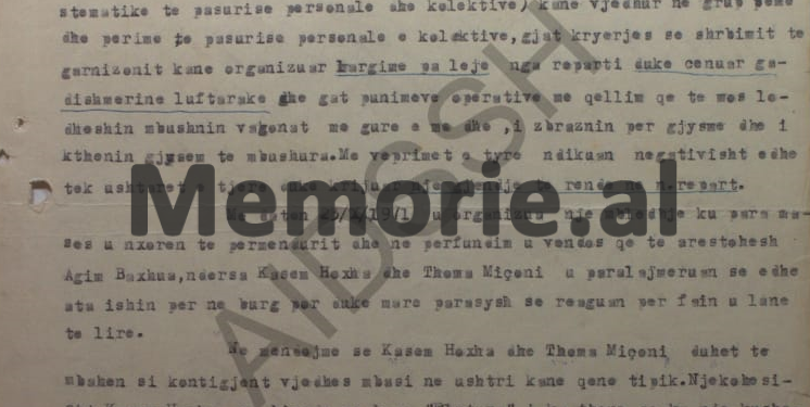 “Letra e gjendur në fshatin Markat, ku thuhet: ‘Poshtë Partia me në krye Enver Hoxhën, nuk durohet or vëllezër, por duhet të ngrihemi’, etj., duhet të jetë shkruar nga…”/ Relacioni i Sigurimit, maj 1972