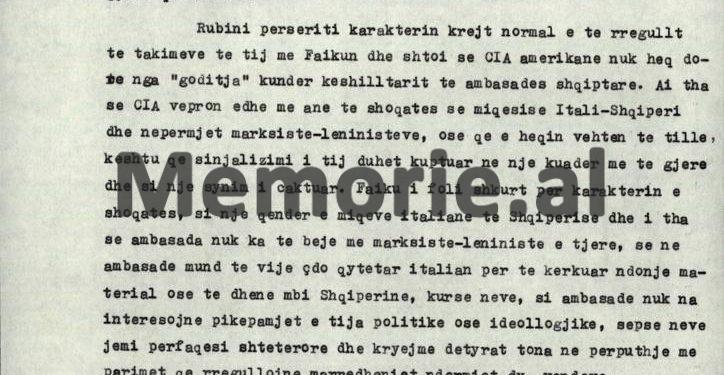 “Miku ynë, gazetari Michele Rubin, erdhi në ambasadë dhe tha se agjentë të CIA-s, duan ta infiltrojnë…”/ Letra nga Roma për ministrin Nesti Nase, gusht ‘72