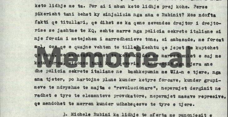 “Miku ynë, gazetari Michele Rubin, erdhi në ambasadë dhe tha se agjentë të CIA-s, duan ta infiltrojnë…”/ Letra nga Roma për ministrin Nesti Nase, gusht ‘72