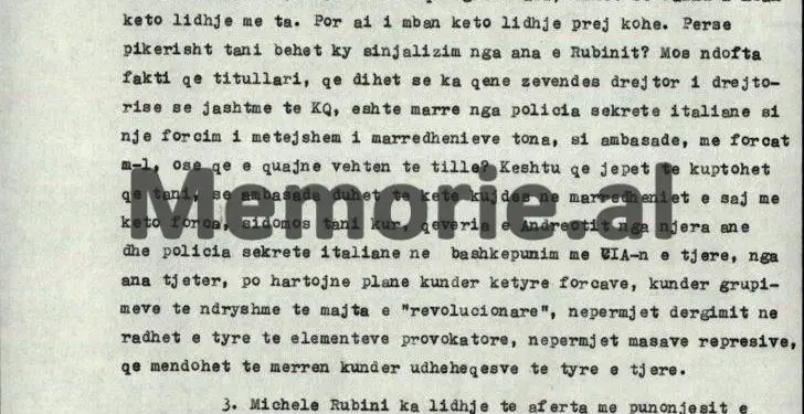 “Miku ynë, gazetari Michele Rubin, erdhi në ambasadë dhe tha se agjentë të CIA-s, duan ta infiltrojnë…”/ Letra nga Roma për ministrin Nesti Nase, gusht ‘72
