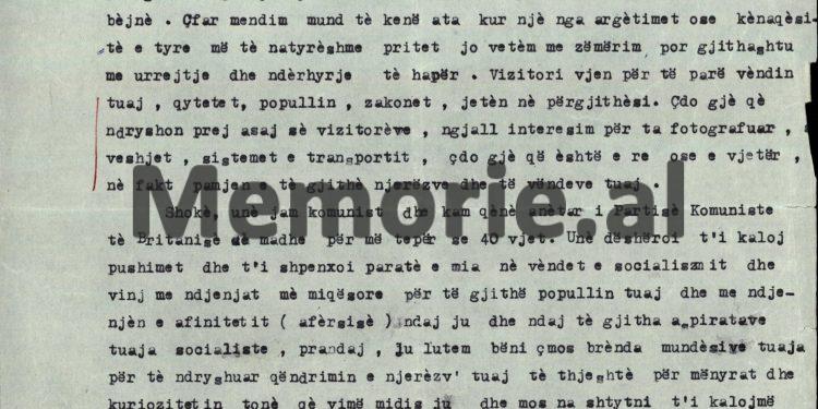 “Gazetarin francez Zhan Zhak Bovantr, të gazetës “Valeurs Actuelles”, e dëbuam si person të padëshirueshëm, pasi i gjetëm një bllok me…”/ Letra e Reiz Malile, gusht, 1970