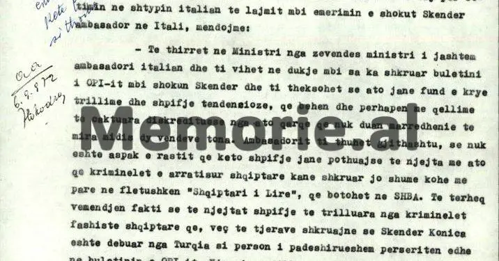 “Pala italiane, dekonspiroi emërimin e ambasadorit tonë në Romë, si ekspert i spiunazhit, që Turqia e ka përzënë si non grata dhe…”/ Letra e ministrit Nesti Nase, që alarmoi Komitetin Qendror, mars ‘72