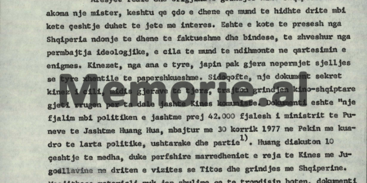 “Toni i kujdesshëm i Enver Hoxhës, mund të tregojë se ai dëshiron, që ta evitojë një ashpërsim të mëtejshëm të marrëdhënieve me Pekinin, pasi…”/ Relacioni sekret nga Vjena, për Komitetin Qendror