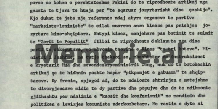 “Toni i kujdesshëm i Enver Hoxhës, mund të tregojë se ai dëshiron, që ta evitojë një ashpërsim të mëtejshëm të marrëdhënieve me Pekinin, pasi…”/ Relacioni sekret nga Vjena, për Komitetin Qendror