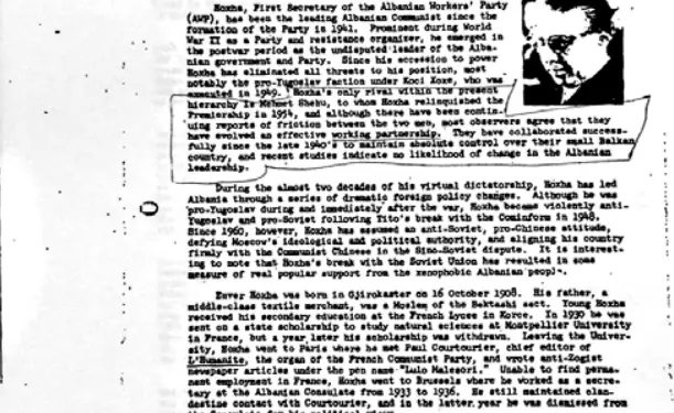 “Informacioni nis me të dhëna për jetën seksuale të Enverit kur ishte profesor në Korçë, ku shkruhet se ai …”/ Gazetari i njohur publikon dokumentet sekrete të CIA-s