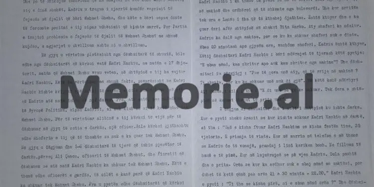 “Kur Kadri Hazbiu e pyeti shoferin e tij, që ishte dëshmitar në gjyq, nëse kishte zbritur apo jo nga makina afër vilës së Mehmetit, ai i’u përgjigj…/ Fjala e Ramiz Alisë në Presidium, në ’83-in