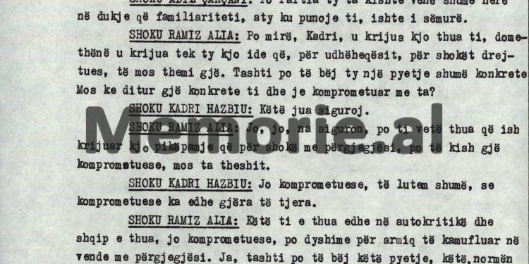 “Kadri, ty nuk mund të bllokonin Feçori, Ziçishti apo Halim Xhelo, ti ishte minisitër, po rrije luaje edhe me shoferët, këta nuk…”/ Mbledhja e panjohur e Byrosë, 8 tetor ‘82