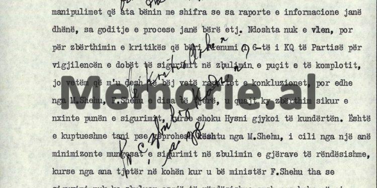“Për disa nga këta armiq, si: Zoi Themeli, Halim Xhelo, Gjin Marku, Maqo Çomo, Panajot Plaku e ndonjë tjetër, unë kam…”/ Autokritika e Kadri Hazbiut, 27 shtator ‘83