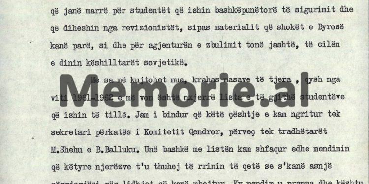 “Mehmeti, mund të ketë qenë agjent i sovjetikëve, pasi kur ishim në Moskë në ’51-in, rrinte veçmas, gjoja për analiza shëndetësore dhe…”/ Autokritika e panjohur e Kadri Hazbiut, shtator ‘82