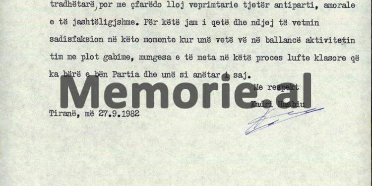 “Mehmeti, mund të ketë qenë agjent i sovjetikëve, pasi kur ishim në Moskë në ’51-in, rrinte veçmas, gjoja për analiza shëndetësore dhe…”/ Autokritika e panjohur e Kadri Hazbiut, shtator ‘82